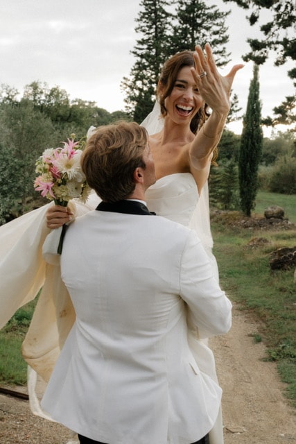 Lauren and Alex after the ceremony in Tuscany